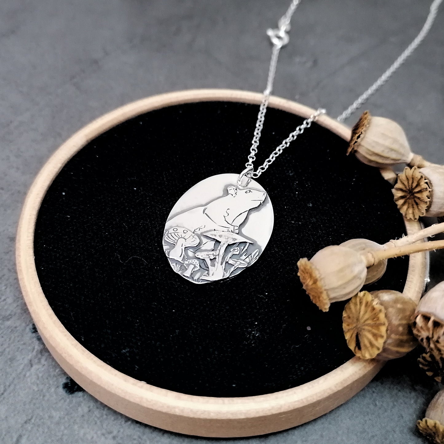 Rat With Mushrooms Necklace