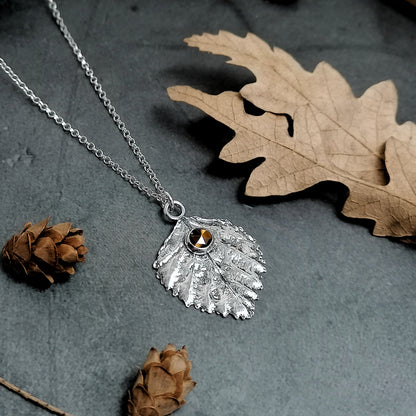 Beech Leaf With Tiger Eye Necklace