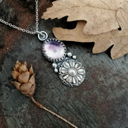 Fluorite And Flower Necklace