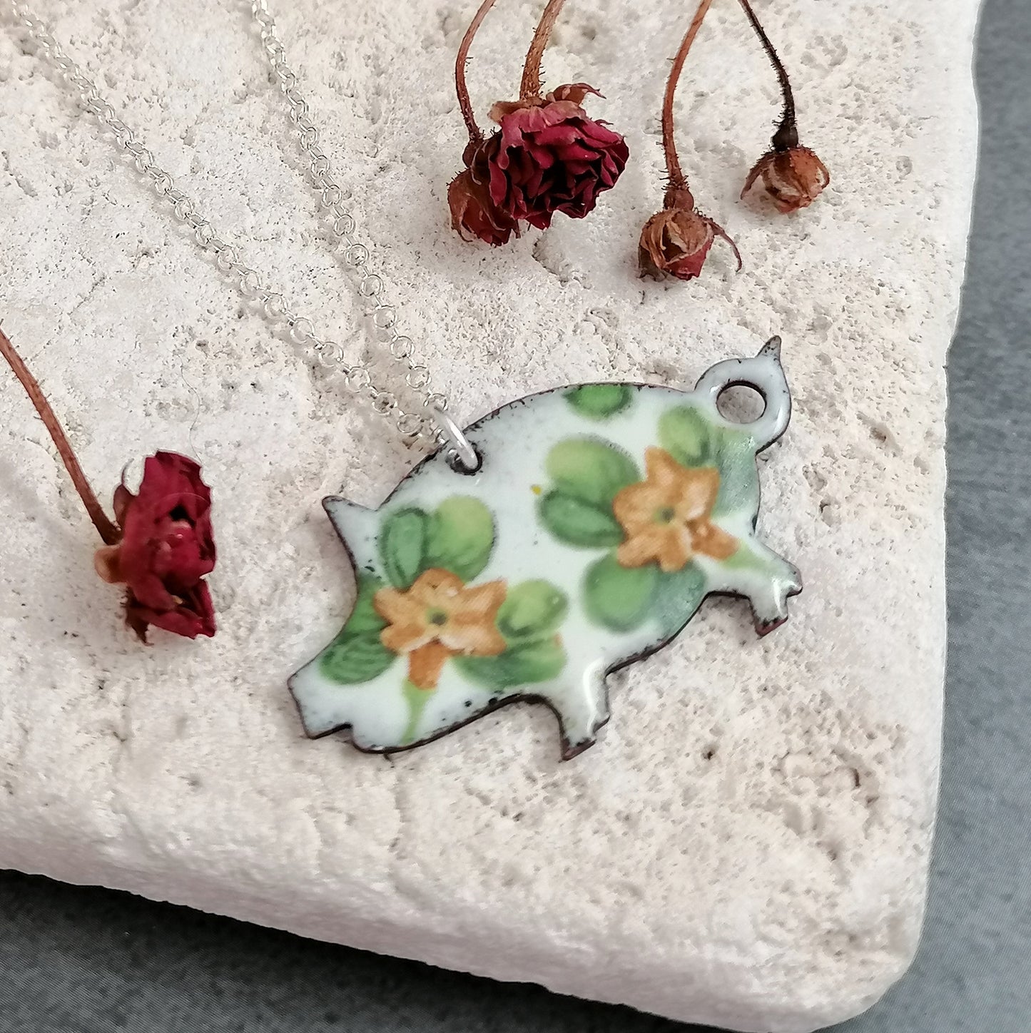 Floral Pig Necklace