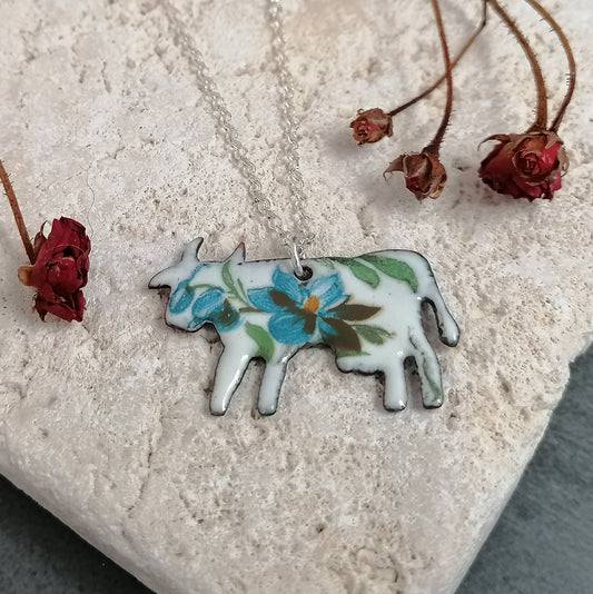 Floral Cow Necklace