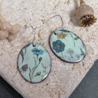 Blue And Yellow Flower Earrings