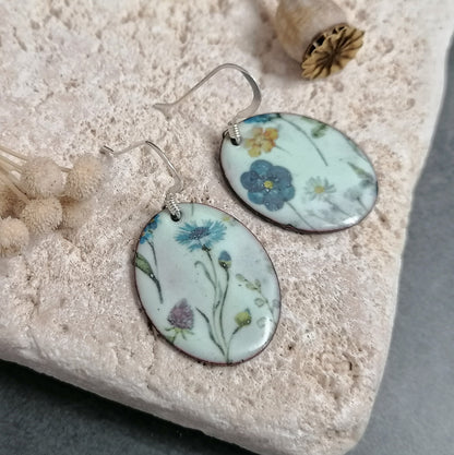 Blue And Yellow Flower Earrings