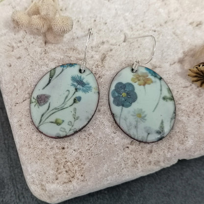 Blue And Yellow Flower Earrings