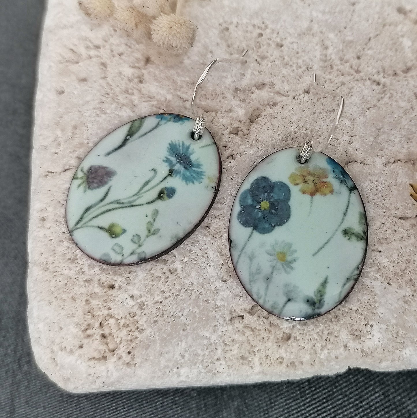 Blue And Yellow Flower Earrings