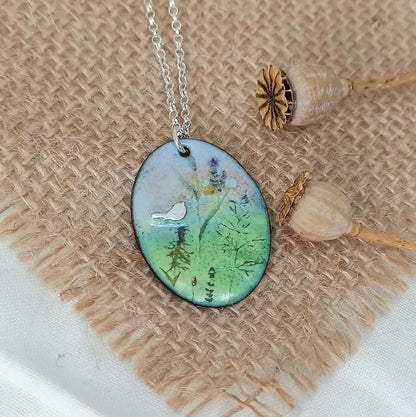 Among The Wildflowers Perching Bird Necklace