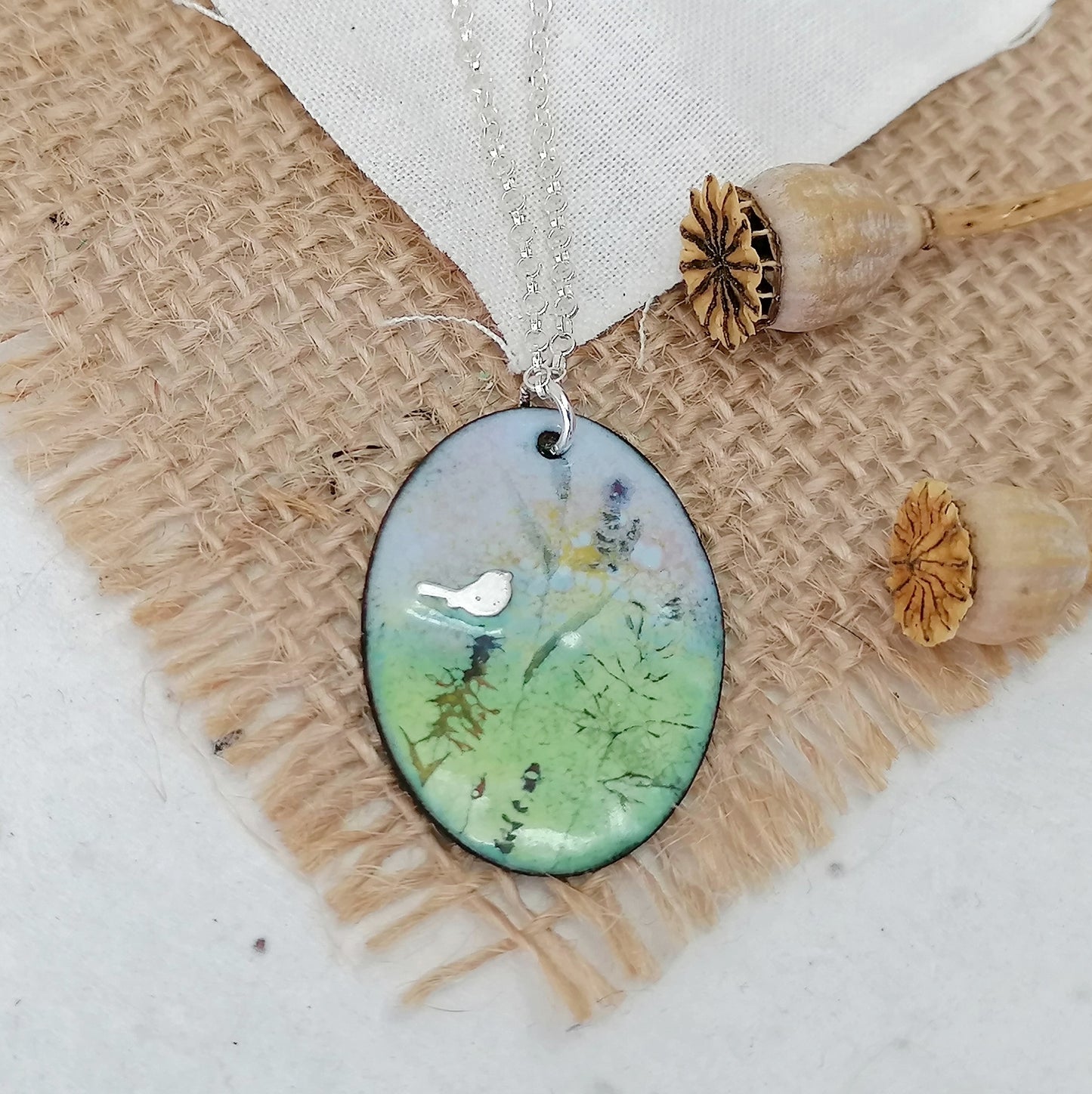 Among The Wildflowers Perching Bird Necklace