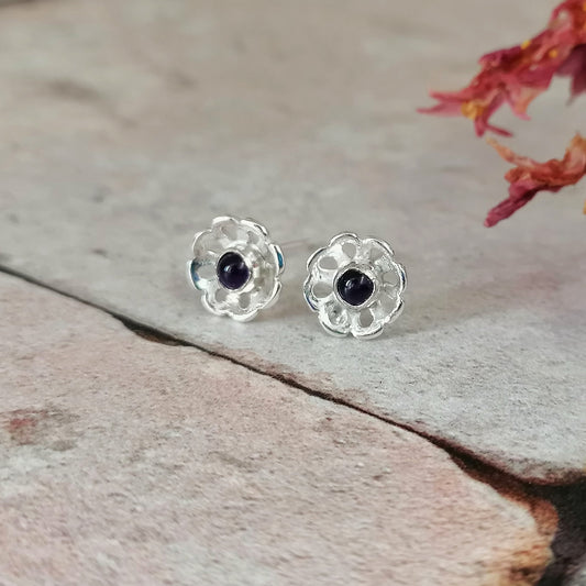 Amethyst Flower Stud Earrings