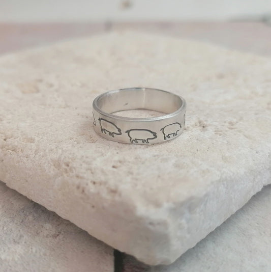 Pig Sterling Silver Ring