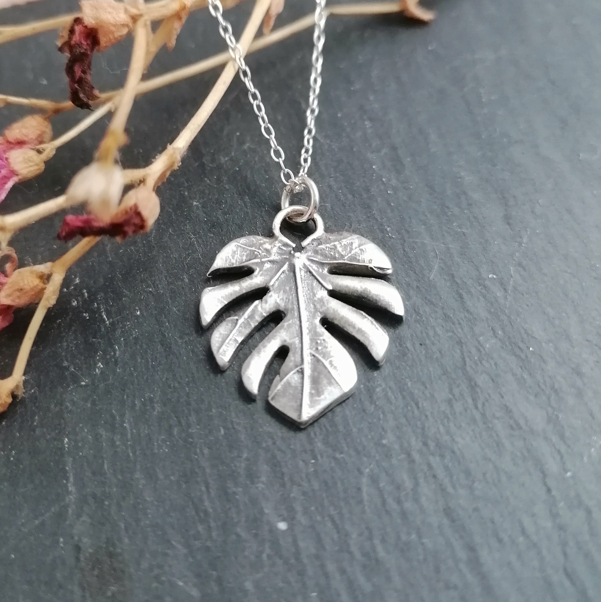 Monstera leaf pendant necklace using Shrink Plastic | Sizzix Blog