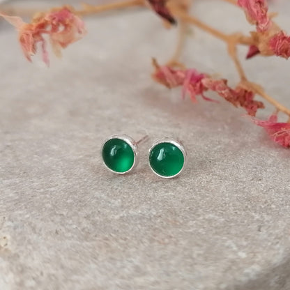 Green Onyx Stud Earrings