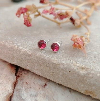 Rhodolite Garnet Stud Earrings