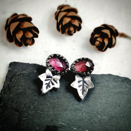 Garnet Ivy Stud Earrings