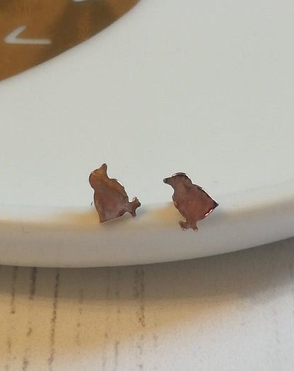 Copper Chicken Stud Earrings