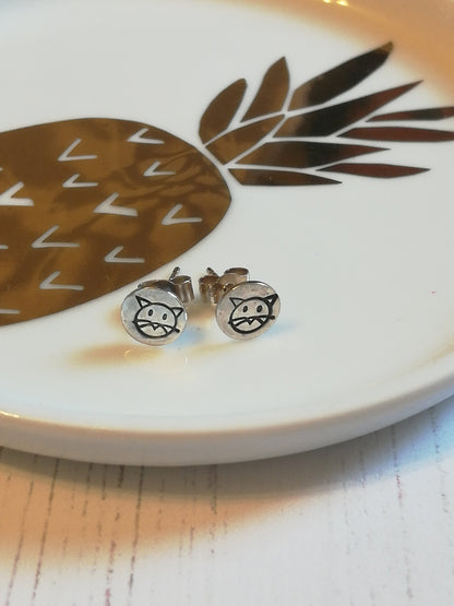 Cat Face Stud Earrings