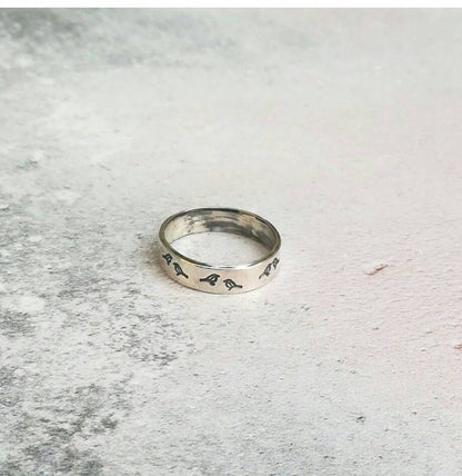 Hand stamped bird ring