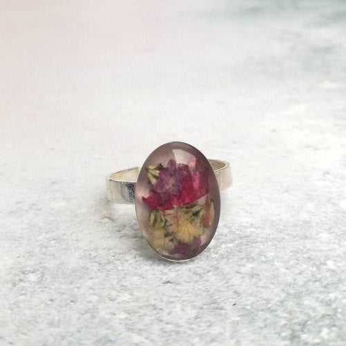Dried Flower Ring UK size K US size 5 1/4