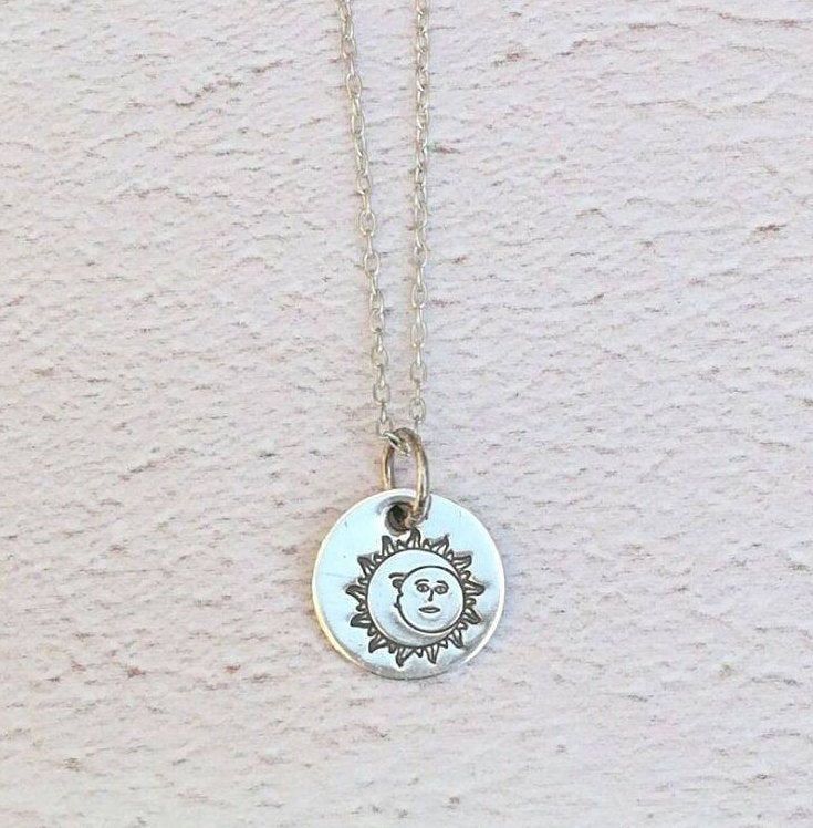 Sterling silver sun hot sale and moon necklace